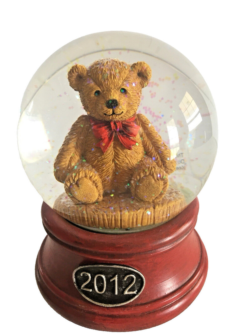 Christmas Teddy Bear Musical Snow Globe Jingle Bells Tune 2012